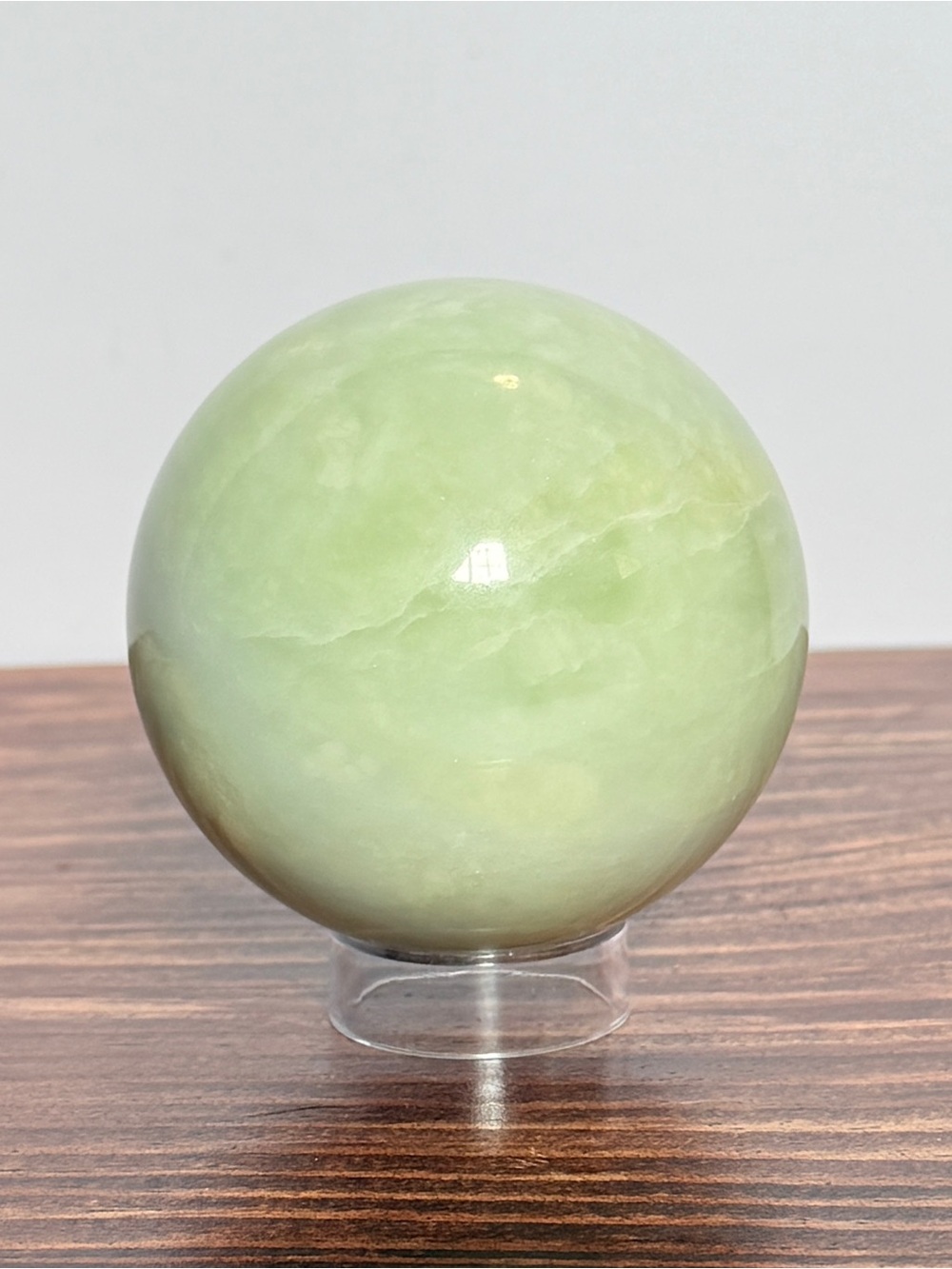 Pistachio Calcite Sphere – 17.1oz 70mm Soft Minty Green Polished Crystal Orb